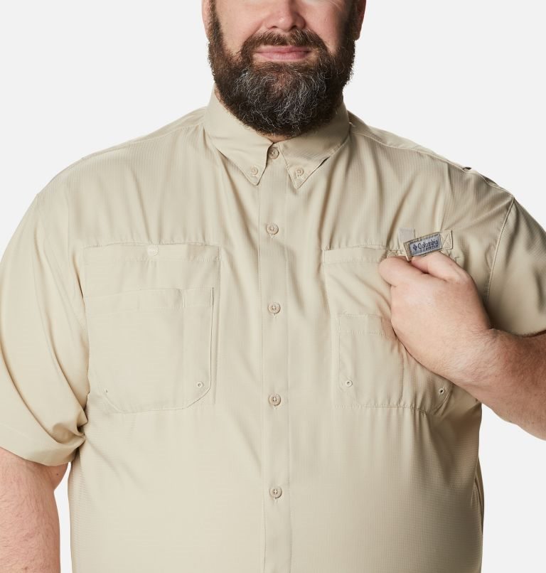 Men's Columbia PFG Tamiami II Short Sleeve Shirts Khaki | Plus Size CA-SAL86